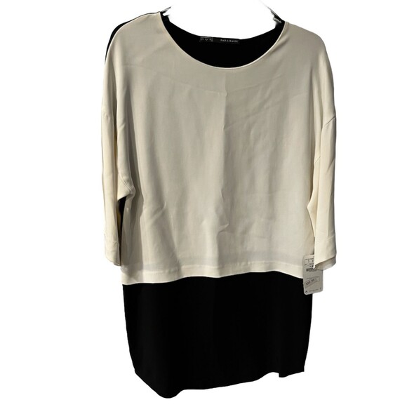 Zara Basic Dress Womens Small Colorblock Shift Contrast timeless feminine New - Picture 1 of 7